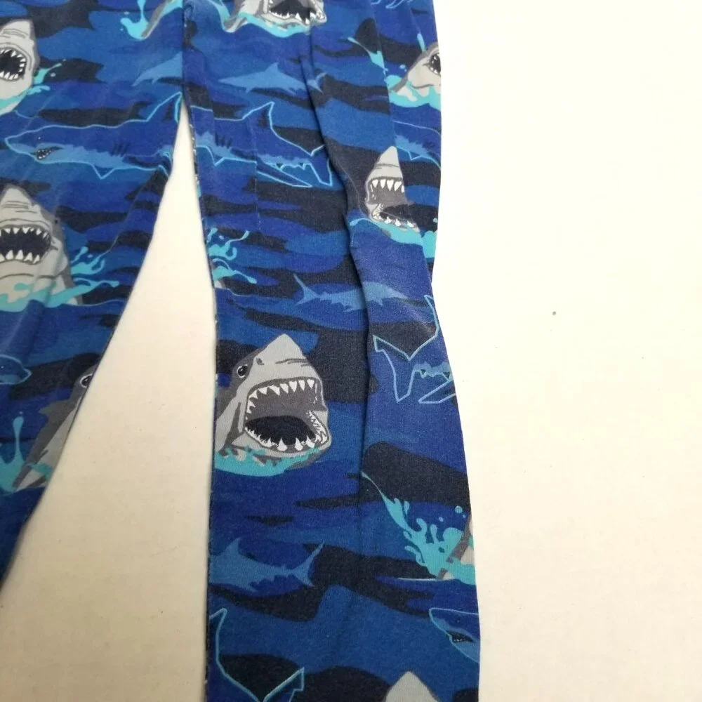 Childrens Place Kids Shark Print Leggings 6 Blue Ocean Cotton Sleep Pants